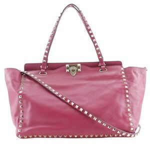 VALENTINO Pink Leather Tote Bag